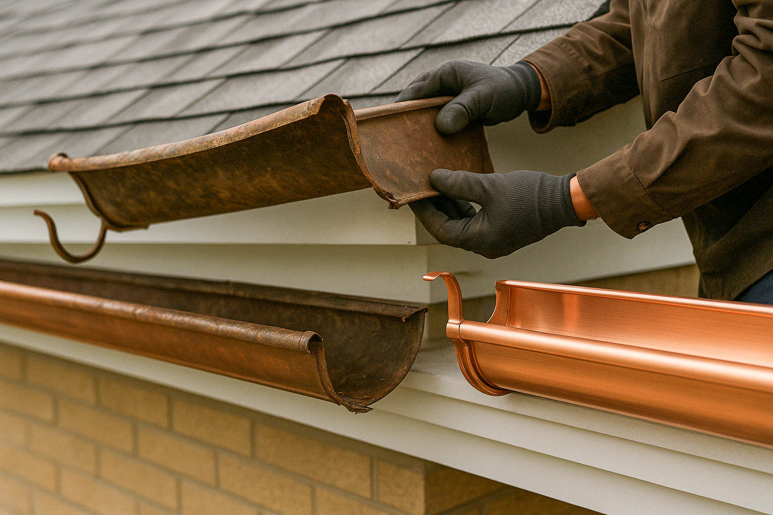 GT copper gutter replacement