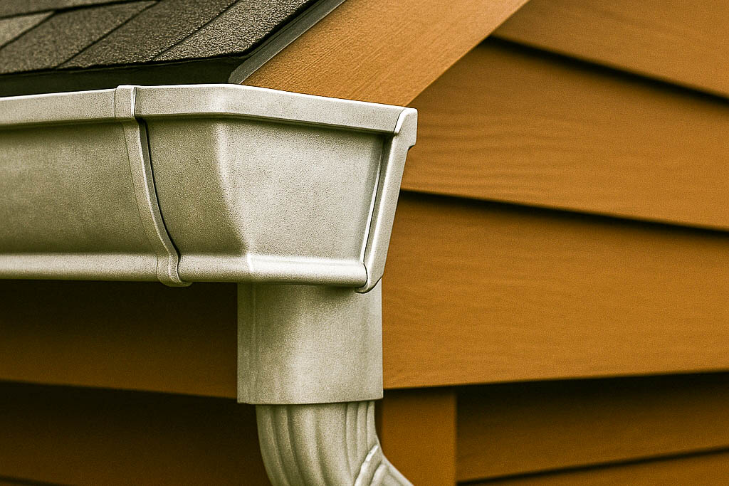GT steel gutter close up